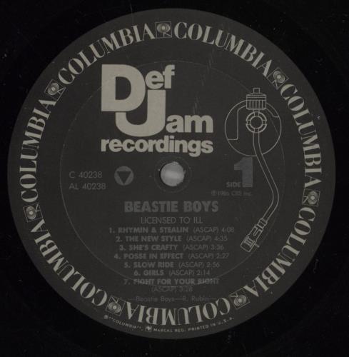 Beastie Boys Licensed To Ill vinyl LP album (LP record) US BEALPLI888134