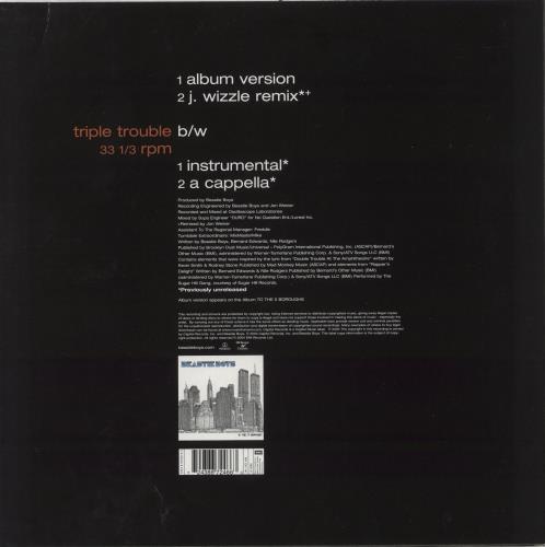 Beastie Boys Triple Trouble 12" vinyl single (12 inch record / Maxi-single) UK BEA12TR300693