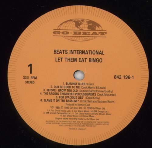 Beats International Let Them Eat Bingo vinyl LP album (LP record) UK BINLPLE190160