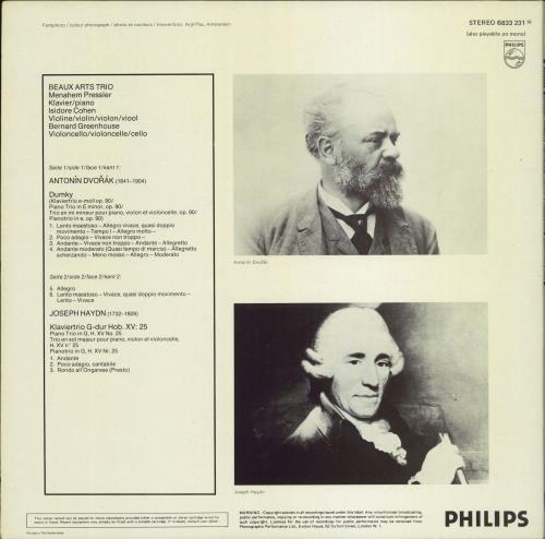 Beaux Arts Trio Dvorak: 'Dumky' Trio / Haydn: Trio 'All Ongarese' - 2nd vinyl LP album (LP record) Dutch 0VDLPDV771489