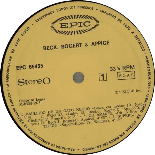 Beck, Bogert & Appice Beck, Bogert, Appice vinyl LP album (LP record) Spanish APILPBE684654