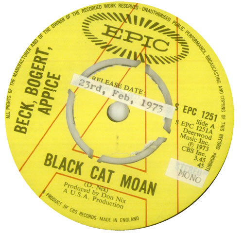 Beck, Bogert & Appice Black Cat Moan 7" vinyl single (7 inch record / 45) UK API07BL545910