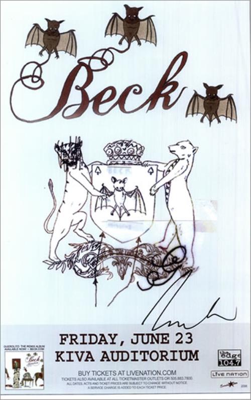 Beck Kiva Auditorium - Autographed poster US B-KPOKI514132