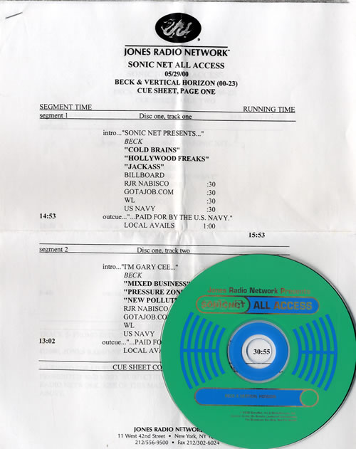 Beck Sonic Net All Access CD album (CDLP) US B-KCDSO549189