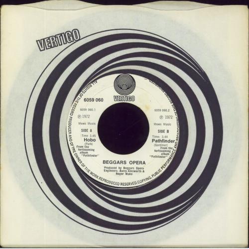 Beggar's Opera Hobo 7" vinyl single (7 inch record / 45) UK BGO07HO814654