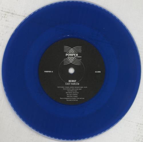 Beirut East Harlem - Blue Vinyl 7" vinyl single (7 inch record / 45) US BI107EA780519
