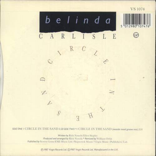 Belinda Carlisle Circle In the Sand 7" vinyl single (7 inch record / 45) UK CAR07CI30590