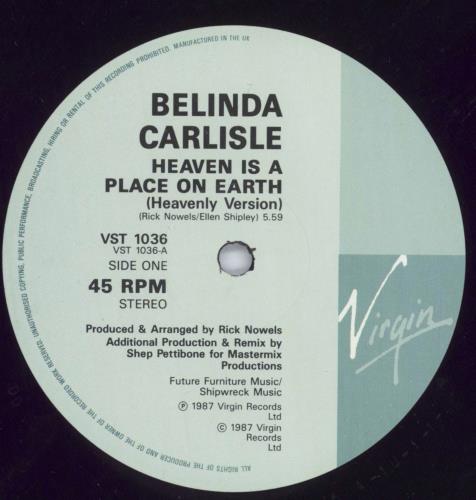 Belinda Carlisle Heaven Is A Place On Earth - Shrink 12" vinyl single (12 inch record / Maxi-single) UK CAR12HE820302