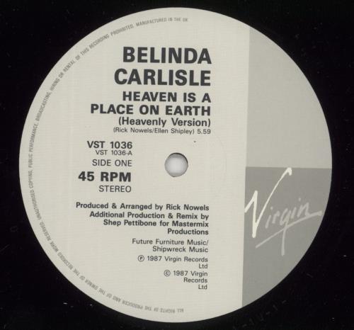 Belinda Carlisle Heaven Is A Place On Earth 12" vinyl single (12 inch record / Maxi-single) UK CAR12HE03531