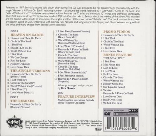 Belinda Carlisle Heaven On Earth - Deluxe Edition 2-disc CD/DVD set UK CAR2DHE786239