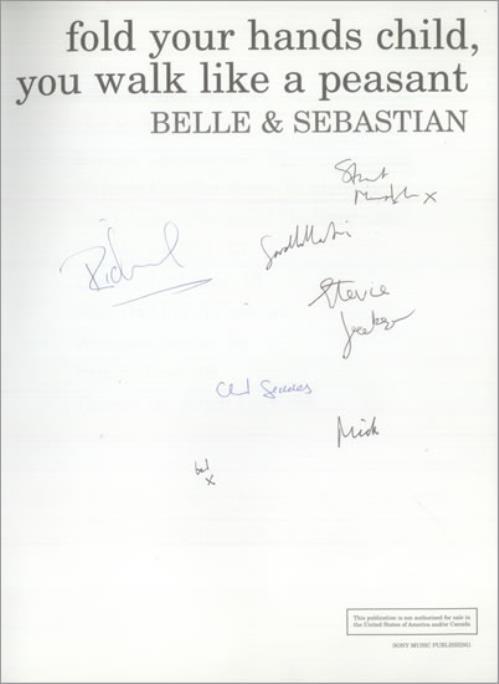 Belle & Sebastian Fold Your Hands Child, You Walk Like A Peasant - Autographed book UK B&SBKFO539968