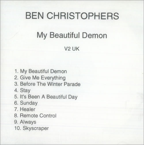 Ben Christophers My Beautiful Demon CD album (CDLP) UK BCQCDMY517078