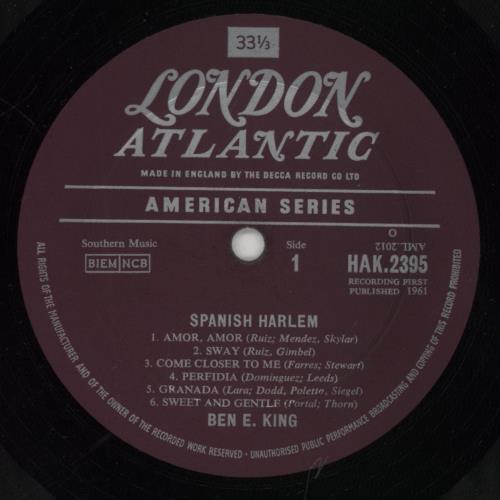 Ben E. King Spanish Harlem - VG vinyl LP album (LP record) UK BKGLPSP848999