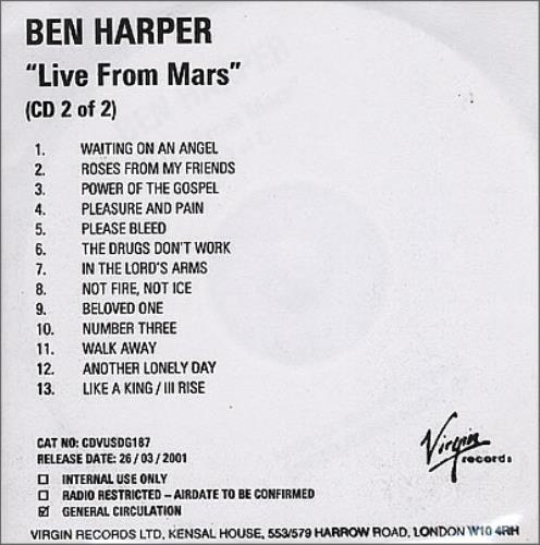 Ben Harper Live From Mars CD-R acetate UK BHPCRLI373318