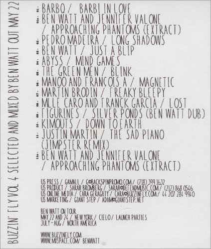 Ben Watt Buzzin' Fly Volume 4 CD-R acetate US WTTCRBU432593