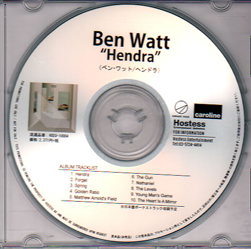 Ben Watt Hendra CD-R acetate Japanese WTTCRHE635211