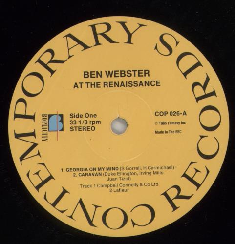 Ben Webster At The Renaissance vinyl LP album (LP record) UK BNWLPAT404776