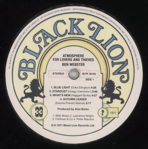 Ben Webster Atmosphere For Lovers And Thieves - 180gm vinyl LP album (LP record) UK BNWLPAT863471