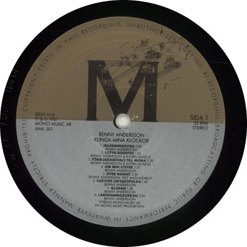 Benny Andersson Klinga Mina Klocker vinyl LP album (LP record) Swedish BNALPKL39356