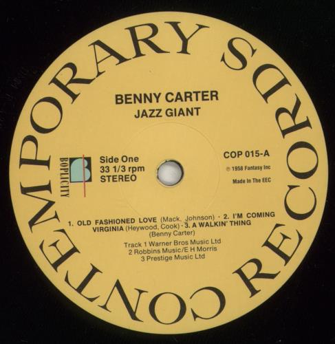 Benny Carter Jazz Giant vinyl LP album (LP record) UK BCALPJA651509