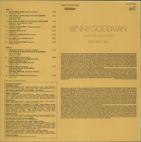 Benny Goodman 1960-1967 Era vinyl LP album (LP record) French BG1LPER747214