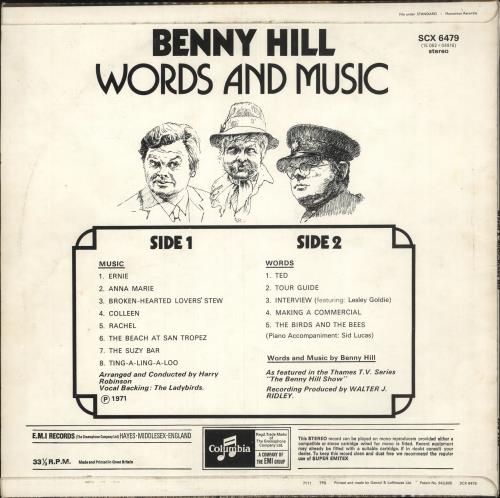 Benny Hill Words And Music - Hype Stickered vinyl LP album (LP record) UK BHILPWO745514