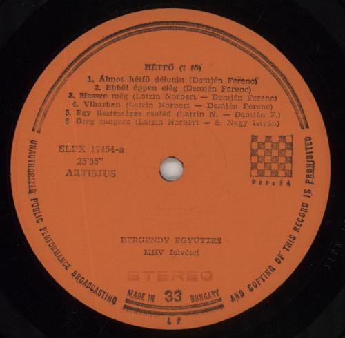 Bergendy H�tfo 2-LP vinyl record set (Double LP Album) Hungarian 8YS2LHT855338