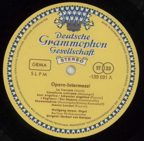 Berliner Philharmoniker Opera Intermezzi vinyl LP album (LP record) German F34LPOP875217