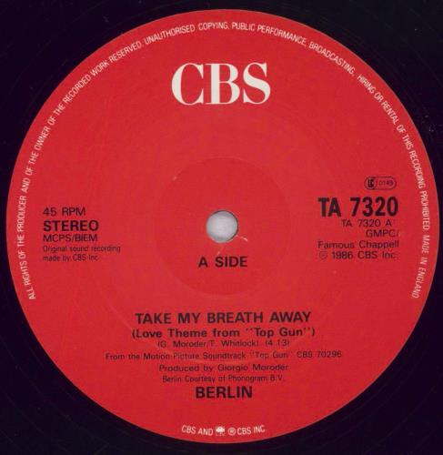 Berlin Take My Breath Away - shrink 12" vinyl single (12 inch record / Maxi-single) UK BER12TA838540