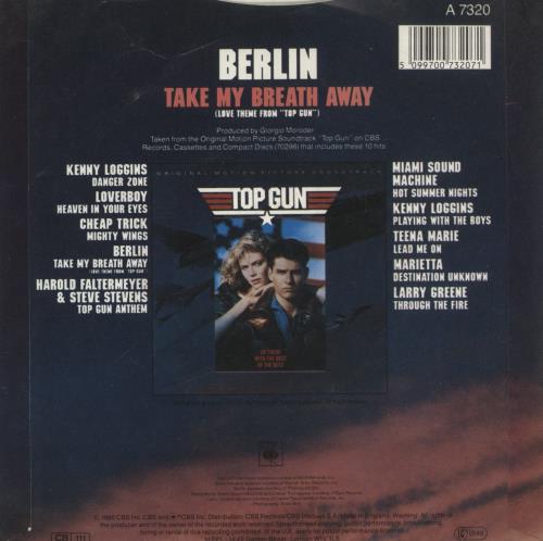 Berlin Take My Breath Away 7" vinyl single (7 inch record / 45) UK BER07TA273217