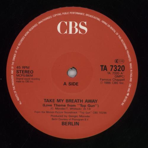 Berlin Take My Breath Away 12" vinyl single (12 inch record / Maxi-single) UK BER12TA40360