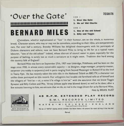 Bernard Miles Over The Gate - black label 7" vinyl single (7 inch record / 45) UK B7T07OV664046