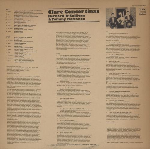 Bernard O'Sullivan Clare Concertinas vinyl LP album (LP record) UK 26RLPCL762259