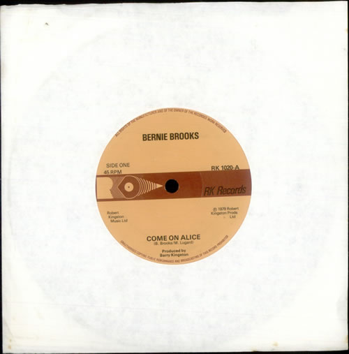 Bernie Brooks Come On Alice 7" vinyl single (7 inch record / 45) UK B6307CO517025