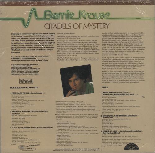 Bernie Krause Citadels Of Mystery vinyl LP album (LP record) US BKELPCI342443