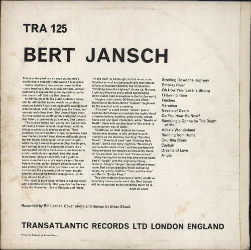 Bert Jansch Bert Jansch - 2nd - VG vinyl LP album (LP record) UK JSHLPBE715115