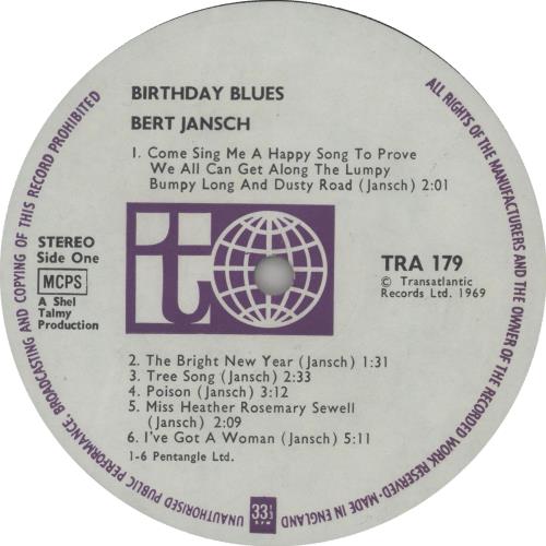 Bert Jansch Birthday Blues - 1st - EX vinyl LP album (LP record) UK JSHLPBI659533