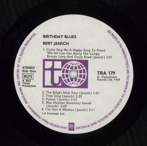 Bert Jansch Birthday Blues - 1st vinyl LP album (LP record) UK JSHLPBI618451