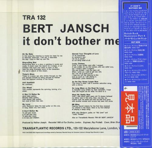 Bert Jansch It Don't Bother Me CD album (CDLP) Japanese JSHCDIT799766