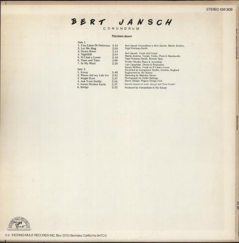 Bert Jansch Thirteen Down vinyl LP album (LP record) US JSHLPTH674447