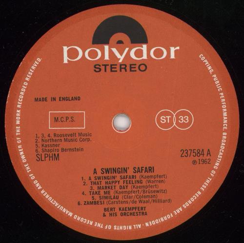 Bert Kaempfert A Swingin' Safari vinyl LP album (LP record) UK BKPLPAS728468