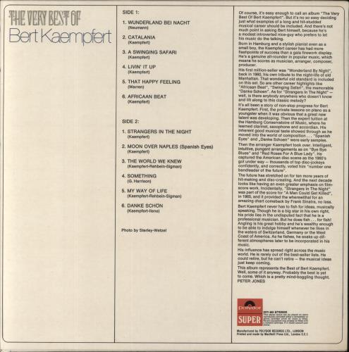 Bert Kaempfert The Very Best Of Bert Kaempfert vinyl LP album (LP record) UK BKPLPTH563202