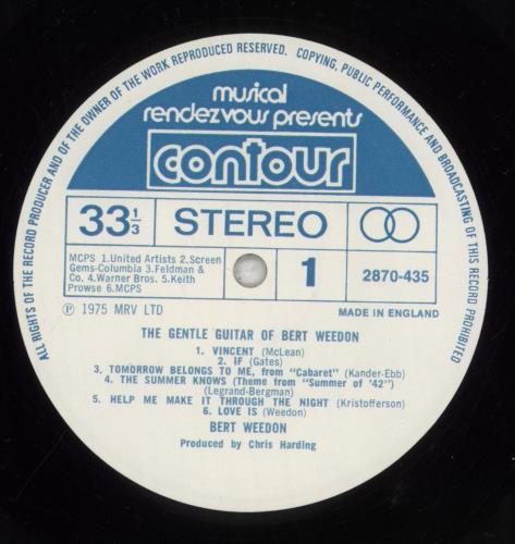 Bert Weedon Gentle Guitar vinyl LP album (LP record) UK B/WLPGE510241