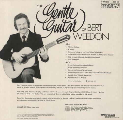Bert Weedon Gentle Guitar vinyl LP album (LP record) UK B/WLPGE510241