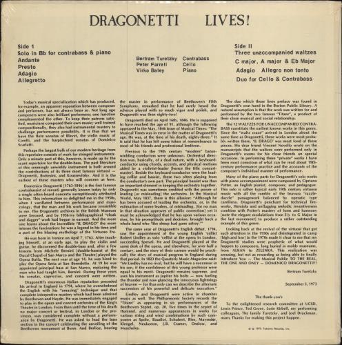 Bertram Turetzky Dragonetti Lives! - Sealed vinyl LP album (LP record) US 36YLPDR782881