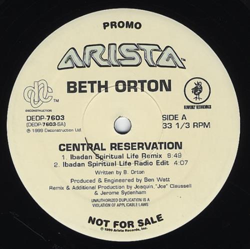 Beth Orton Central Reservation 12" vinyl single (12 inch record / Maxi-single) US BET12CE150481