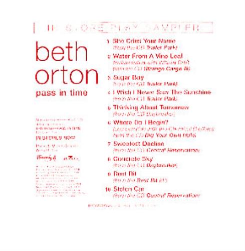 Beth Orton Pass In Time CD album (CDLP) US BETCDPA302043