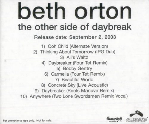 Beth Orton The Other Side Of Daybreak CD-R acetate US BETCRTH257222