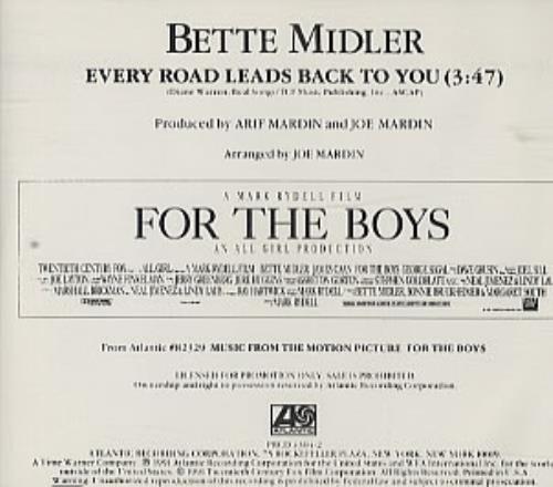 Bette Midler Every Road Leads Back To You CD single (CD5 / 5") US BMIC5EV328297