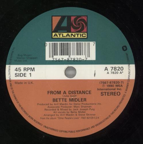Bette Midler From A Distance 7" vinyl single (7 inch record / 45) UK BMI07FR187692